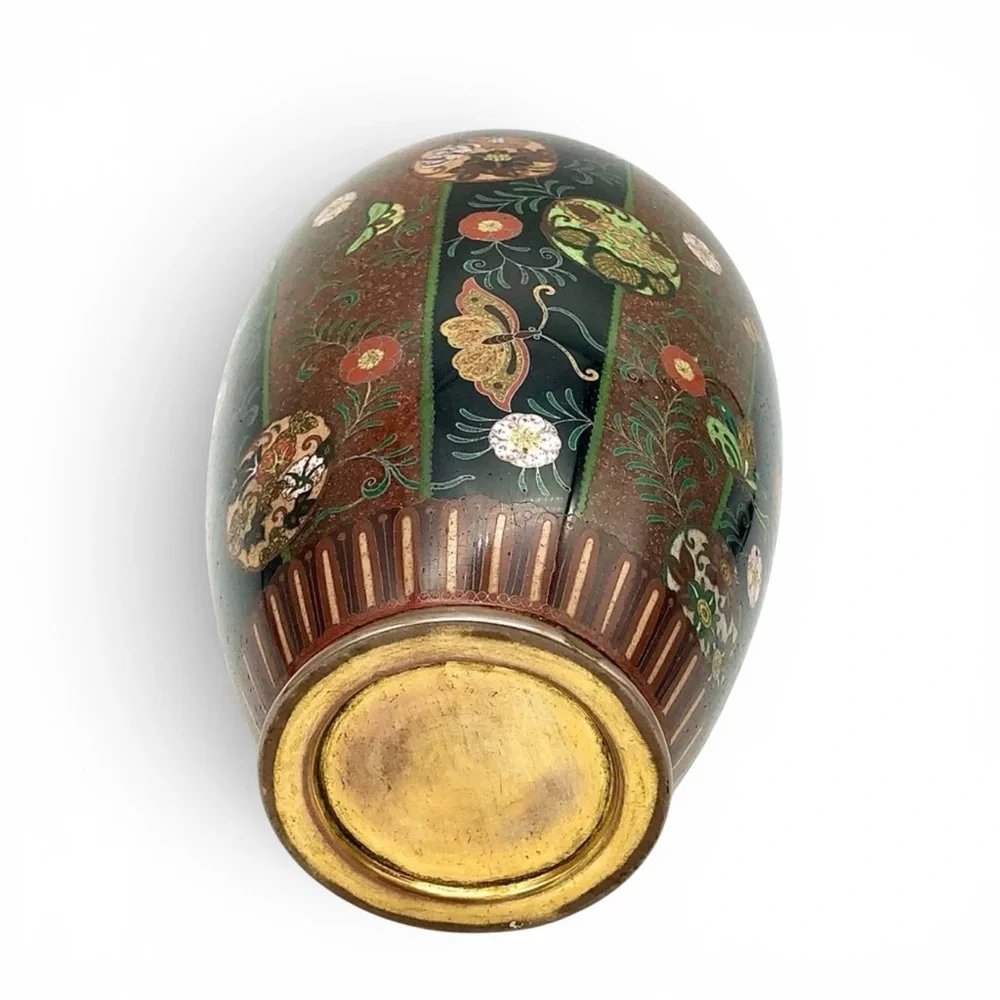 Antique Japanese Meiji Cloisonne Goldstone Vase Fine Kintsugi Art Repair